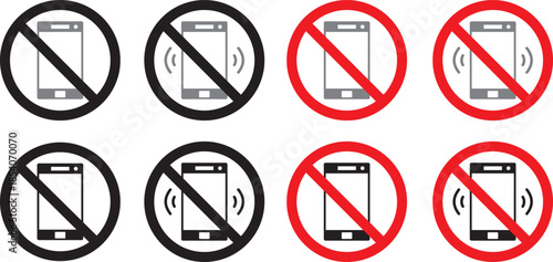 “No Mobile Phone Allowed Warning Sign Vector – Smartphone Prohibition Symbol, Turn Off Cell Phone Notice Illustration”