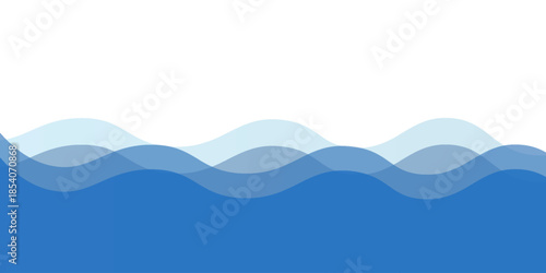 Sea waves layered vector background illustration and sea beach