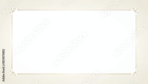 Rectangle subtle gold frame border for with 15.5 x 8.5 aspect ratio for 16 x 9 aspect ratio web presentation, social post, svg, isolated on transparent background.