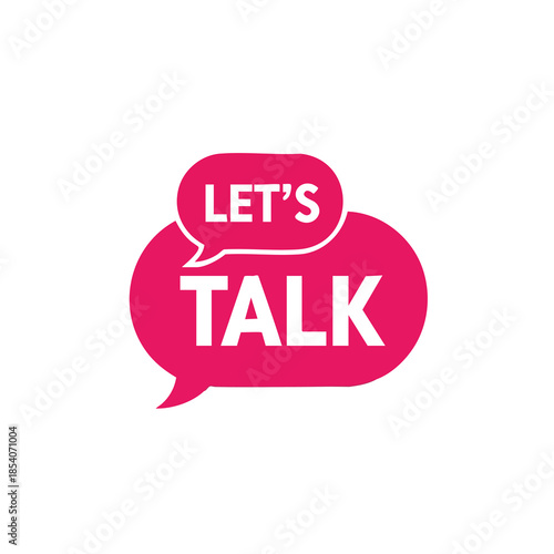 Pink speech bubbles on a clean white background representing a concept of open communication and discussion
