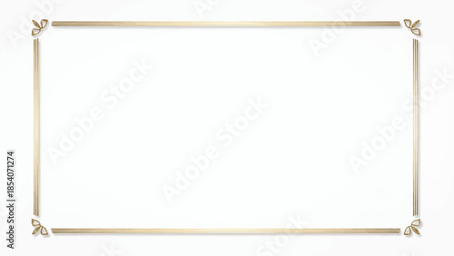 Rectangle subtle gold frame border for with 15.5 x 8.5 aspect ratio for 16 x 9 aspect ratio web presentation, social post, svg, isolated on transparent background.