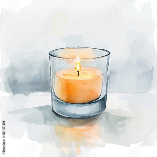 Watercolor_style_painting_of_a_glass_candle_holder_vectorized, Hand-painted style, vector set available in EPS An Elegant watercolor painting design collection