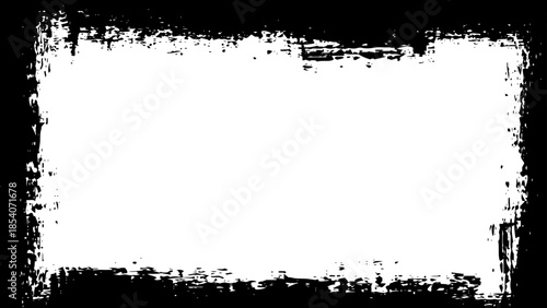 black ink brush painting blank space frame border artistic background. vector art frame
