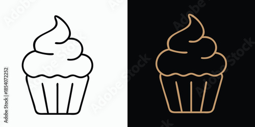 Pastry Line Icon | Bakery Dessert Minimal Vector Symbol