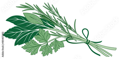 Fresh Herbs And Greens Bundle  Minimal Vector  Whi (2)