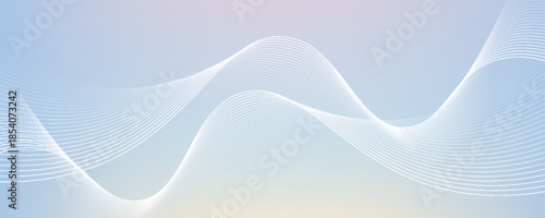 Twisted flow lines on blue gradient background for infographic brochure template, website advertisement, banner, tech pack, presentation, label design eps vector.