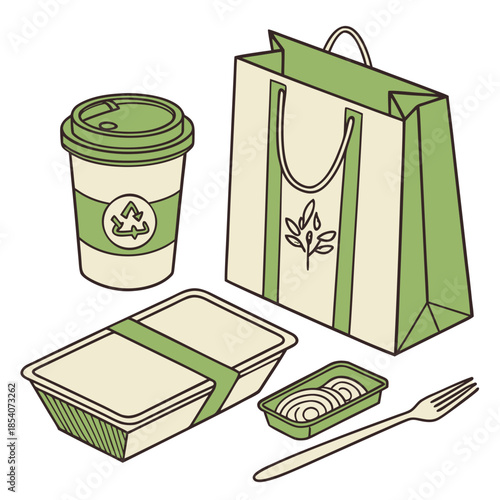 Eco Friendly Food Packaging Without Text  Flat Vec