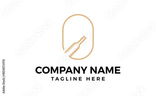 Beer glass and bottle creative logo template, icon element