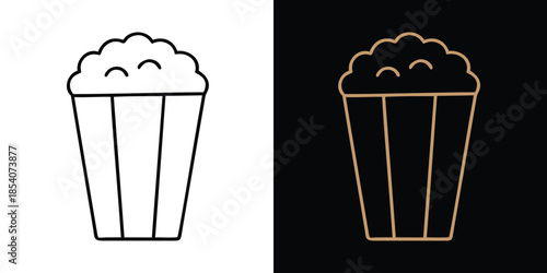 Popcorn Line Icon | Snack Movie Food Minimal Vector