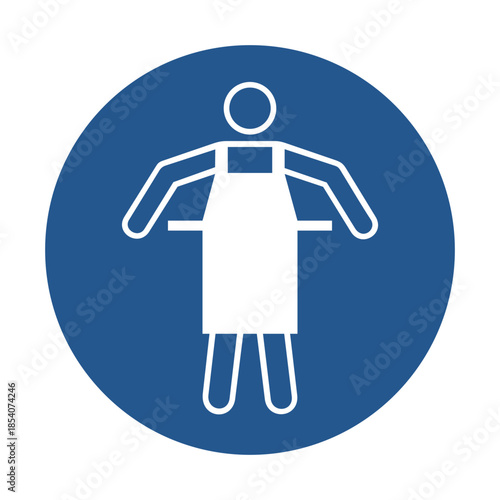 ISO 7010 M026 Safety Sign. Use Protective Apron. Mandatory Apron Icon. Workplace Safety Sign Use Protective Apron. Obligation sign pictogram.