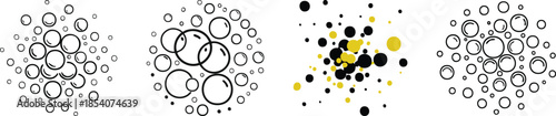Random bubble cluster icon bold black outline minimalist playful abstract design graphic decorative ui element