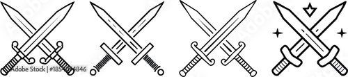 Crossed swords icon bold line art geometric war strategy battle symbol medieval combat graphic design