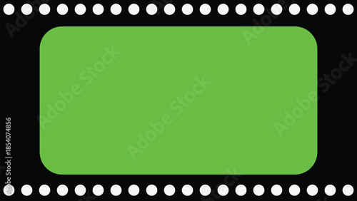 Green Screen Rounded Rectangle Frame with Dotted Border for Video Reels and Chroma Key Editing