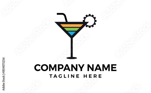 Cocktail bar sign with neon light style