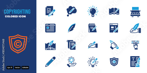 copyrighting colored icon set vector design good for web and mobile app