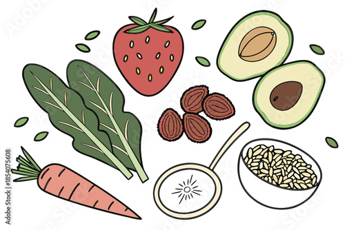 Healthy Eco Food Ingredients Layout Clean Vector  () SVG Cut File for Cricut