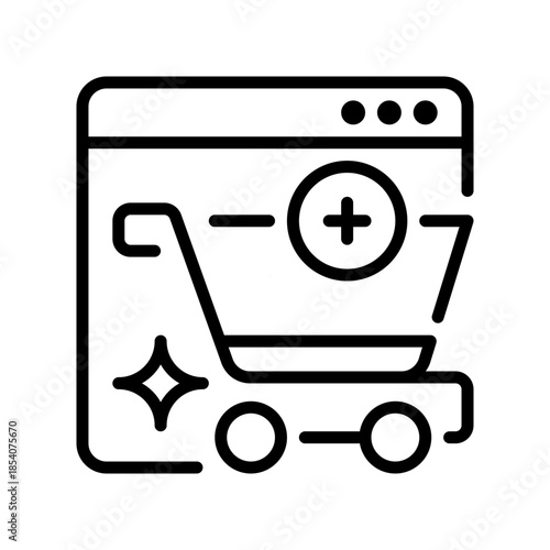 Add to Cart Line Icon, Outline Symbol for Product Selection, Online Shopping, Customer Purchase, Ecommerce Action, and Retail Interaction. Vector Sign Icon.