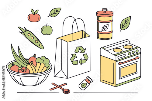 Eco Kitchen Food Preparation Illustration  Flat Ve (2)