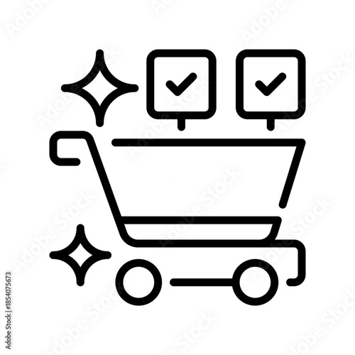 Shopping Cart Line Icon, Outline Symbol for Online Purchasing, Product Collection, Checkout Process, Retail Management, and Ecommerce Activity. Vector Sign Icon.