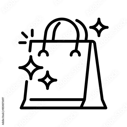 Shopping Bag Line Icon, Outline Symbol for Retail Purchase, Product Packaging, Customer Shopping, Carrying Goods, and Ecommerce Transactions. Vector Sign Icon.