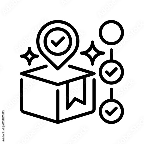 Tracking Package Line Icon, Outline Symbol for Delivery Monitoring, Shipment Status, Logistics Movement, Parcel Updates, and Order Following. Vector Sign Icon.
