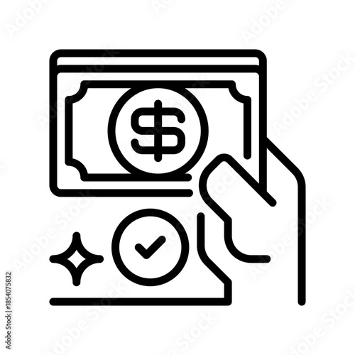 Cash on Delivery Line Icon, Outline Symbol for COD Payment, Offline Settlement, Parcel Handover, Retail Transaction, and Customer Convenience. Vector Sign Icon.
