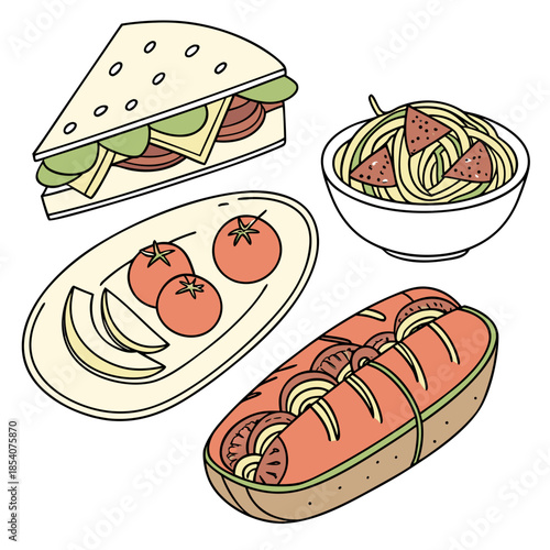 Clean Food Flat Lay Composition  Flat Vector  Isol (2)