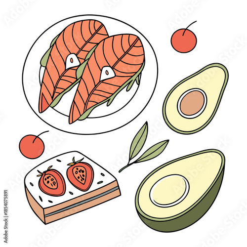 Clean Food Flat Lay Composition  Flat Vector  Isol (1)