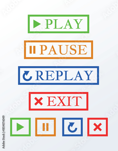 Vintage Pixel Art Game Interface Buttons – Old School Arcade GUI Control Panel