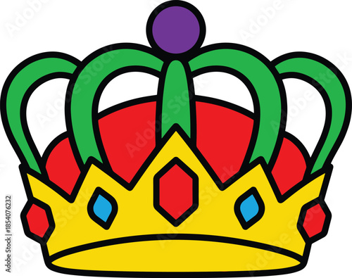 Colorful royal crown isolated on white background, Vector, illustration