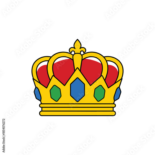 Illustrated royal crown isolated on white background, Vector, illustration