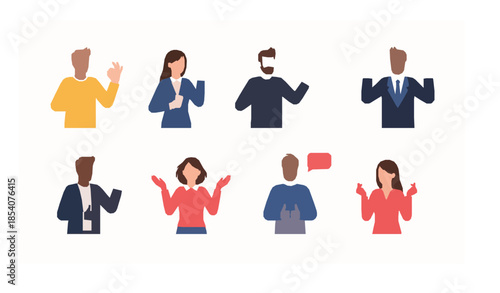Positive body language and happiness emotion flat vector people