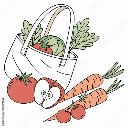Fresh Farm Produce Still Life  Minimal Vector  Whi (2)