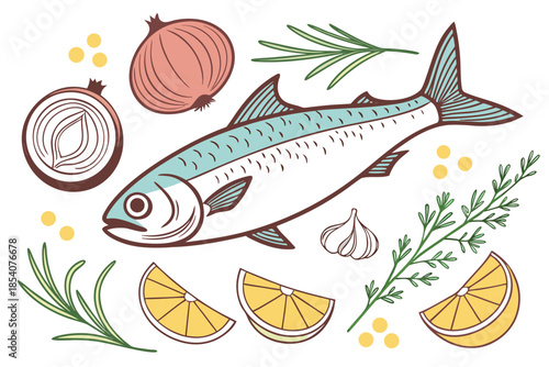 Fresh Fish Cooking Ingredients  Clean Vector  Isol (2)