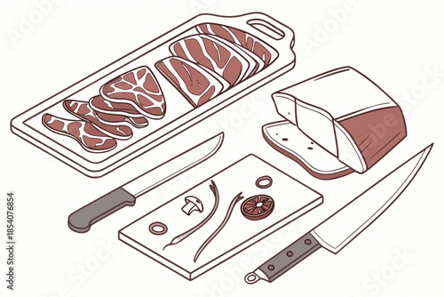 Raw Meat Food Prep Layout  Vector Illustration  Wh (1)