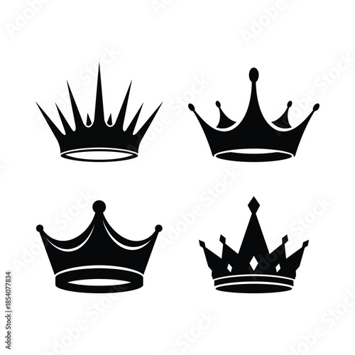 Collection of crown designs isolated on white background, Vector, illustration