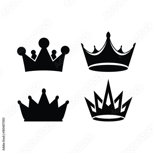 Collection of crown designs isolated on white background, Vector, illustration