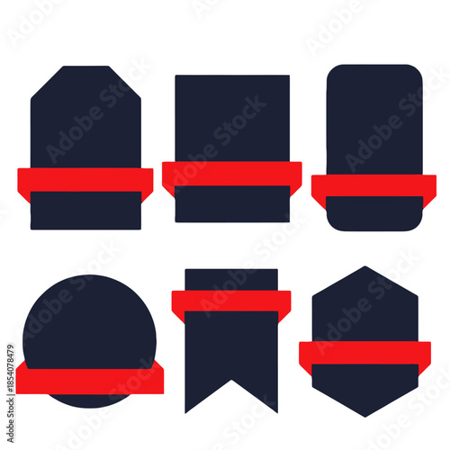 Collection of various shaped badges with red accents Free Download Collection of various shaped badges with red accents - GFXLoad