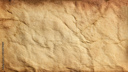 Rumpled brown cardboard paper texture. 