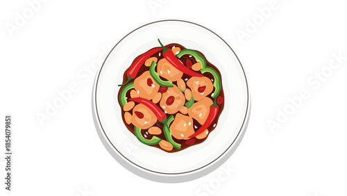 Savory Stir fry Dish with Mixed Vegetables and Protein on a Plate