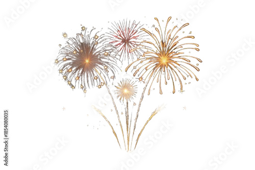 A beautiful illustration of sparkling fireworks bursting in the night sky