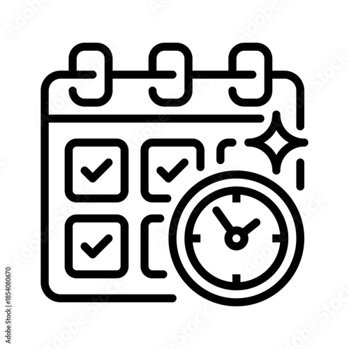 Time Management Line Icon, Outline Symbol for Productivity Planning, Schedule Organization, Task Prioritization, Goal Achievement, and Workflow Efficiency. Vector Sign Icon.
