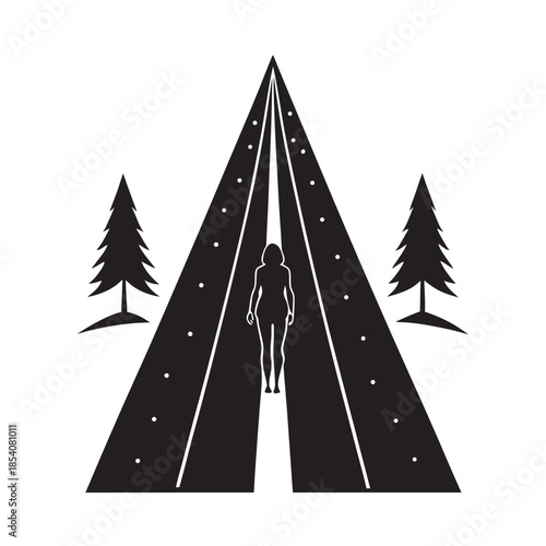 Model on a Tree Lined Country Lane Walk