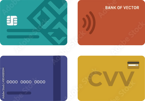 Colorful vector set of abstract credit and debit card designs