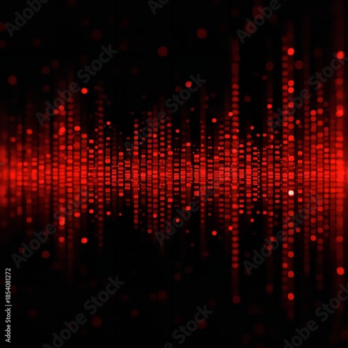 Vibrant red digital sound wave on black background, Radio Day