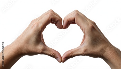 Celebrating love through heart-shaped hands gesture studio environment emotion-focused photography close-up viewpoint of human connection
