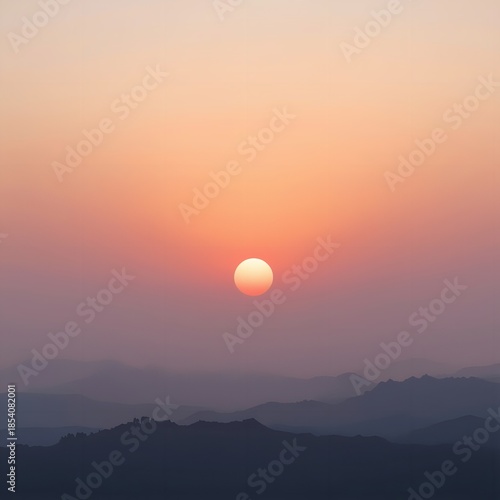 Breathtaking sunset over mountain range with vibrant orange and pink hues, Radio Day