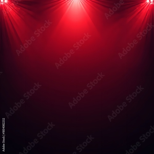 Dramatic red stage lights shining brightly on a dark background, Radio Day