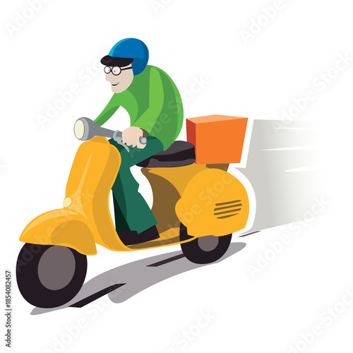 Delivery man on motorbike
