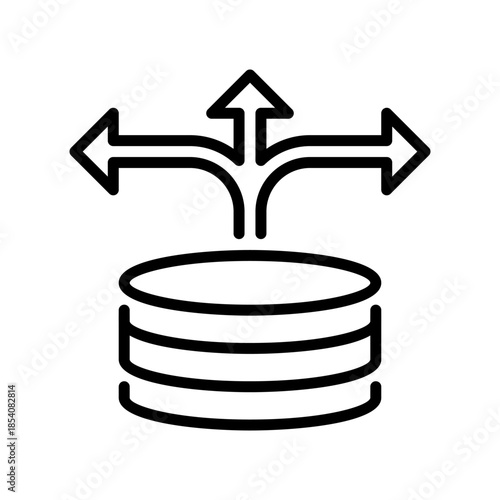 Traffic Routing Line Icon, Outline Symbol for Network Path, Data Flow, Direction Control, Signal Switching, and Internet Navigation. Vector Sign Icon.